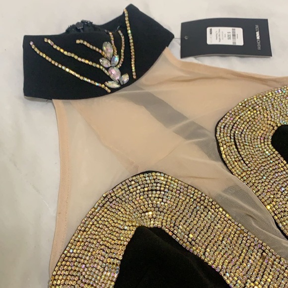 Fashionnova Rhinestone & Mesh Insert Halter Dress - Picture 6 of 6